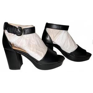 Naturalizer Size 5M Women Sandals New Pearlyn Black Leather Block Heel Shoes